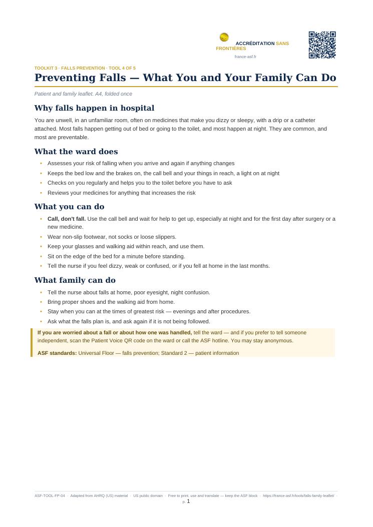 Preventing Falls — What You and Your Family Can Do