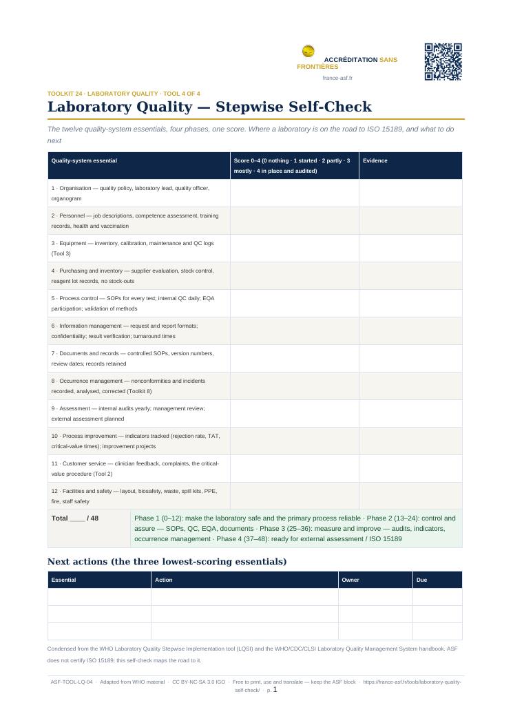 Laboratory Quality — Stepwise Self-Check