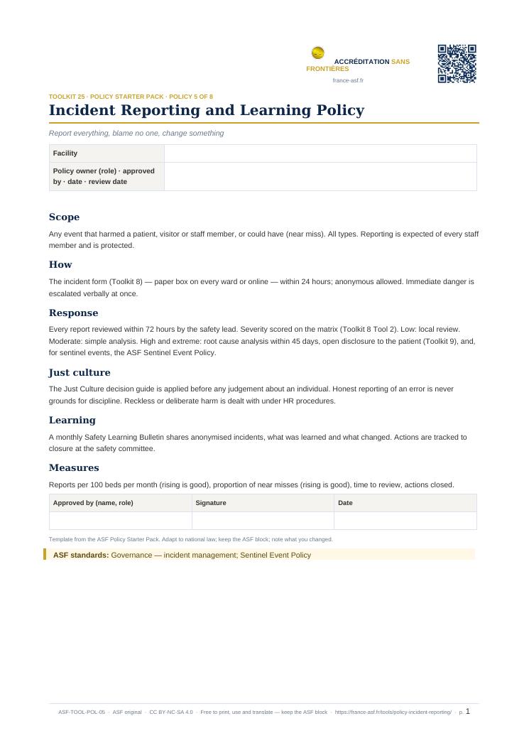 Incident Reporting and Learning Policy