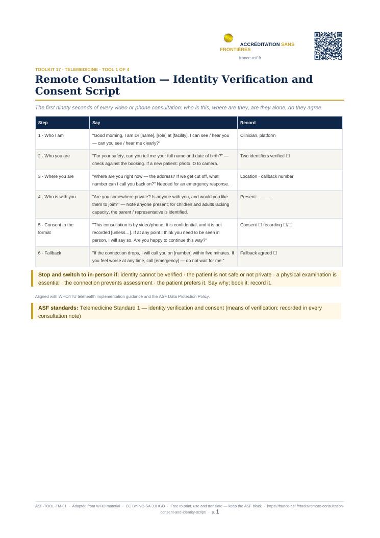 Remote Consultation — Identity Verification and Consent Script