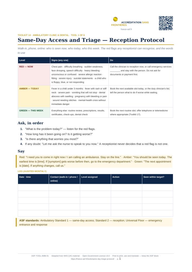 Same-Day Access and Triage — Reception Protocol