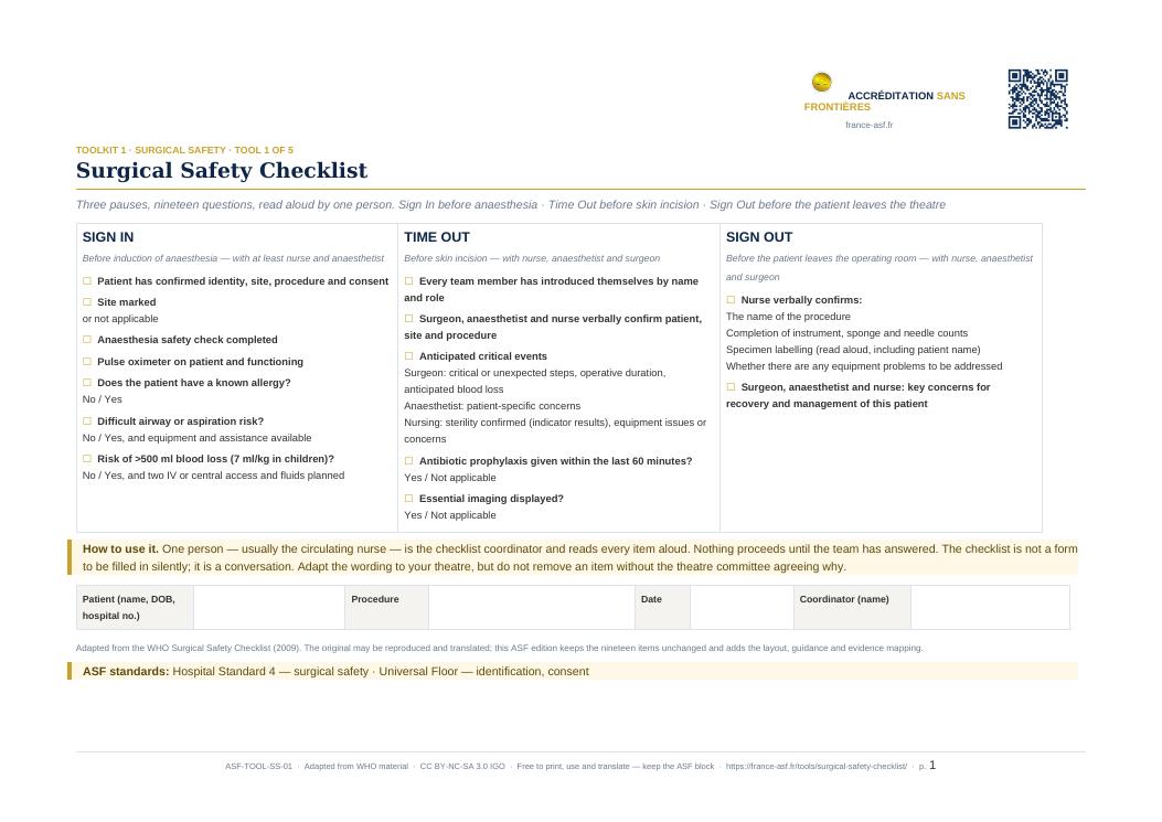 Surgical Safety Checklist